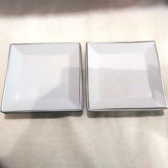 White Rim Square Stoneware Plates, Desser Plates, Bread Plates, Fruit Plates - Picture 10 of 12